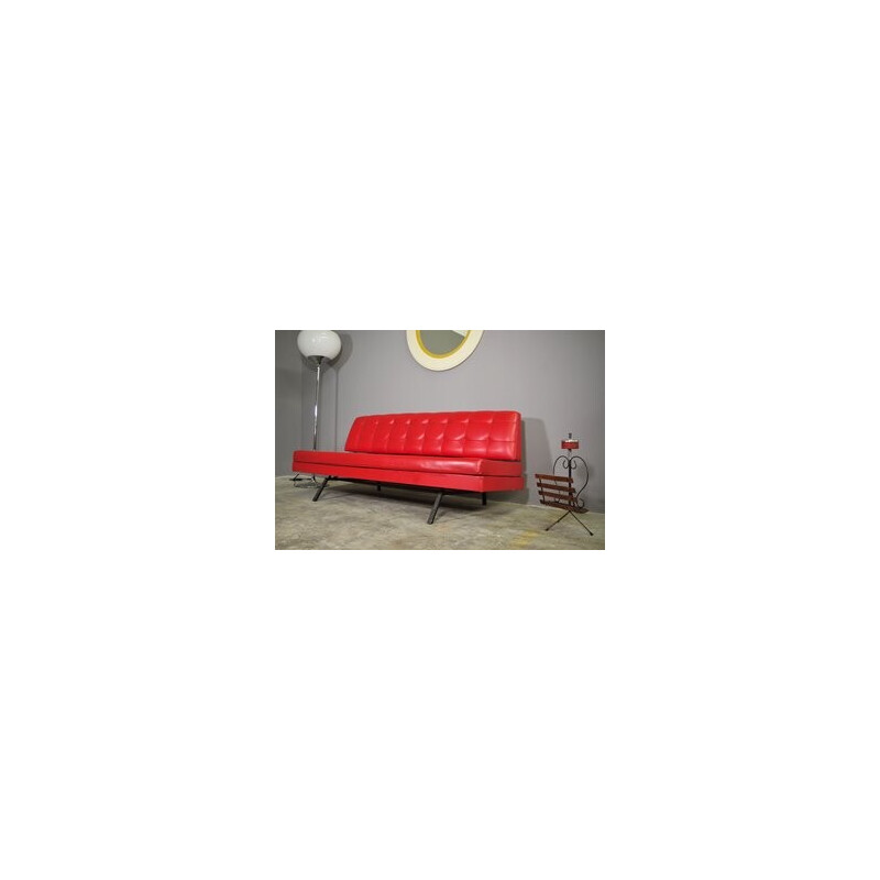 Rotes Sofa aus Kunstleder, Italien 1970