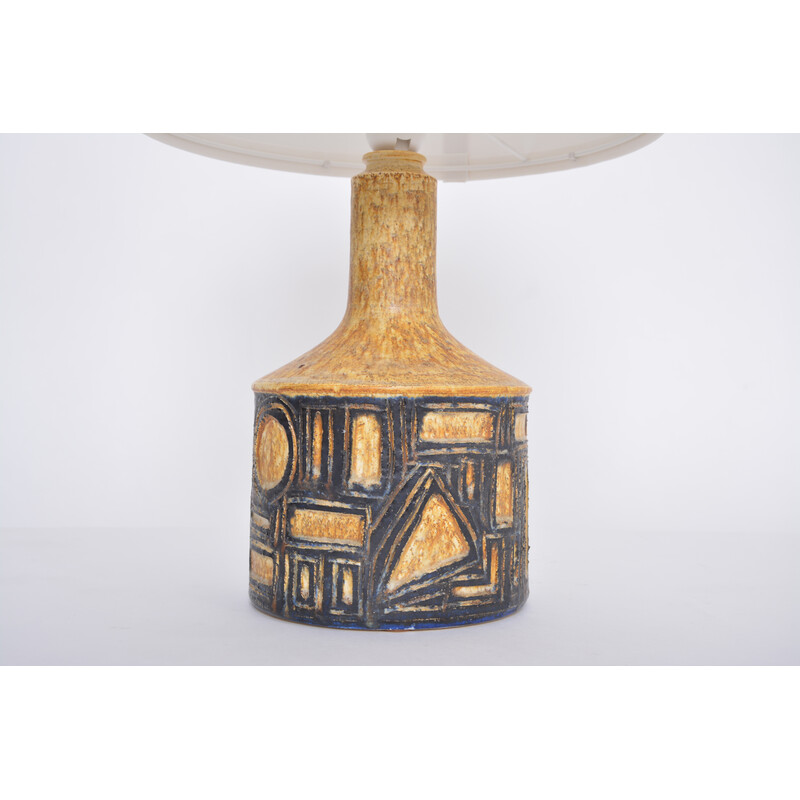 Vintage Danish yellow ceramic table lamp by Jette Hellerøe