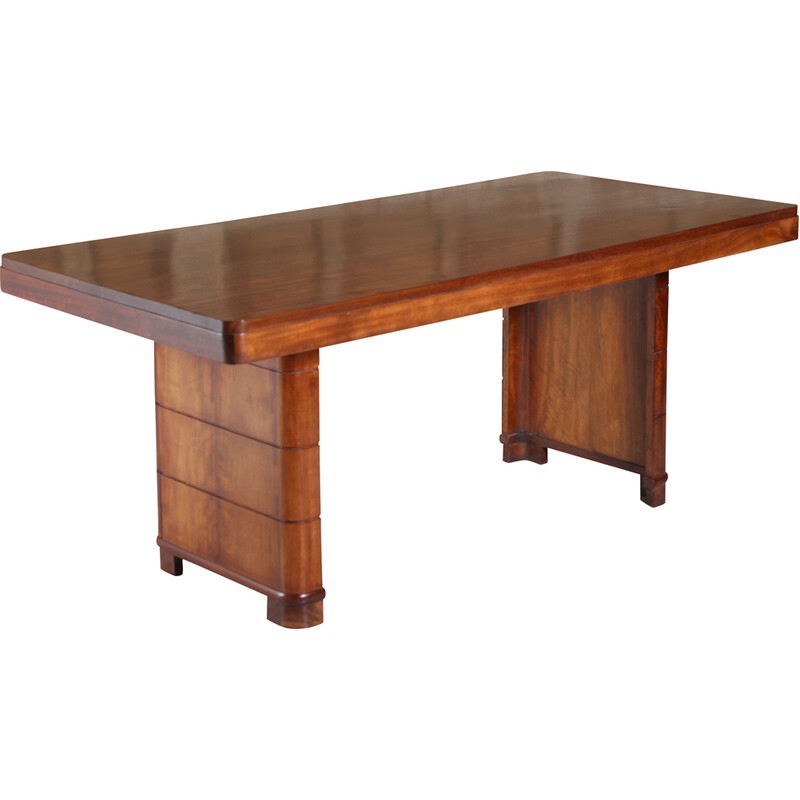 Table Vintage Art Deco En Noyer Massif