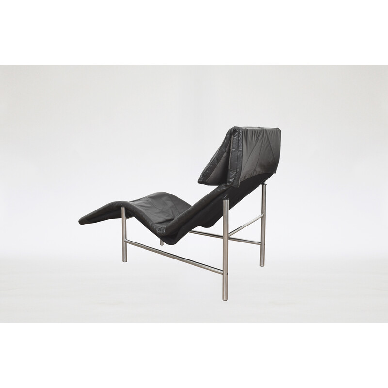 Fauteuil lounge vintage Skye en cuir noir par Tord Björklund pour Ikea, 1980