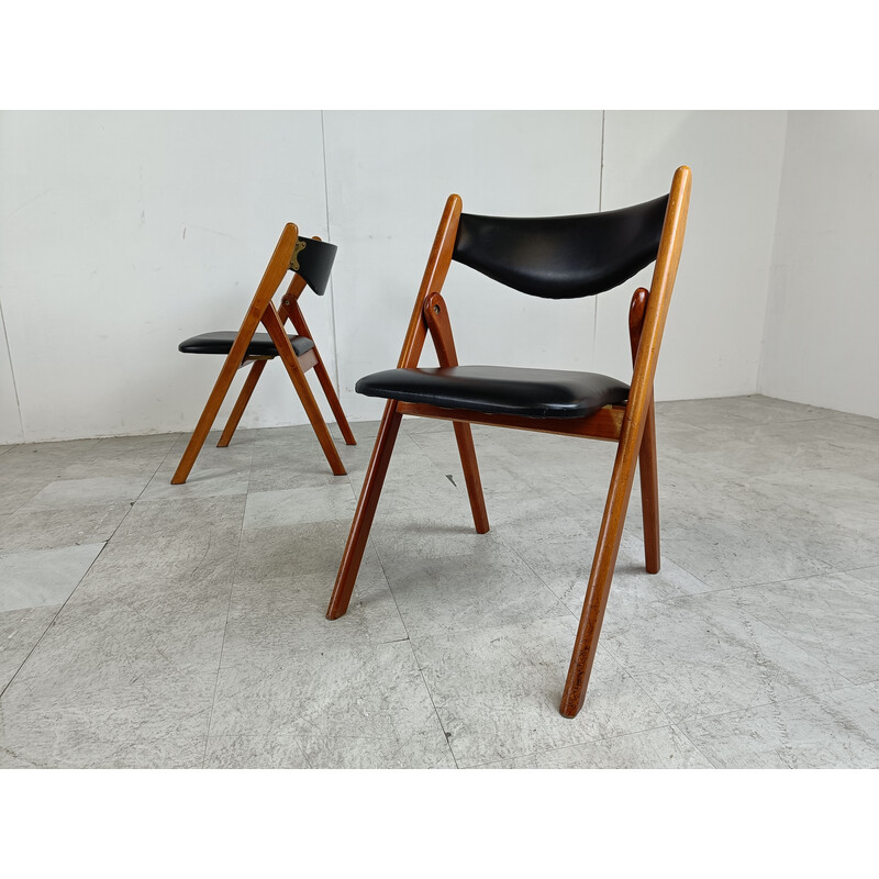 Set of 4 mid century folding chairs model Coronet by Norquist 1960s