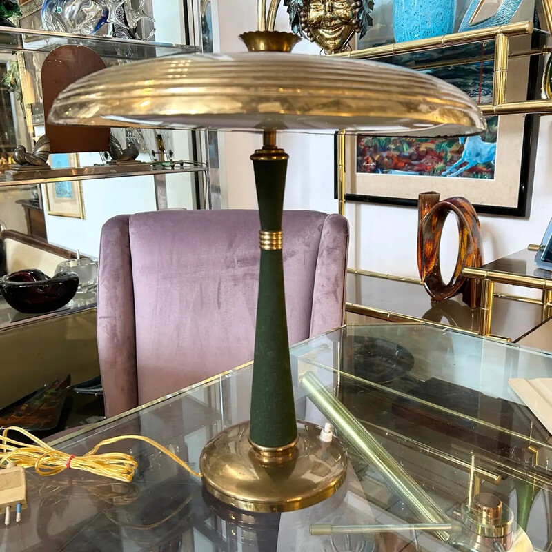 Vintage table lamp mod. 338 in brass by Oscar Torlasco for Lumi Milano,  Italy 1950