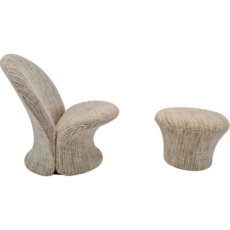 Cadeira de braços e apoio para os pés modelo F572 vintage de Pierre Paulin  para Artifort,