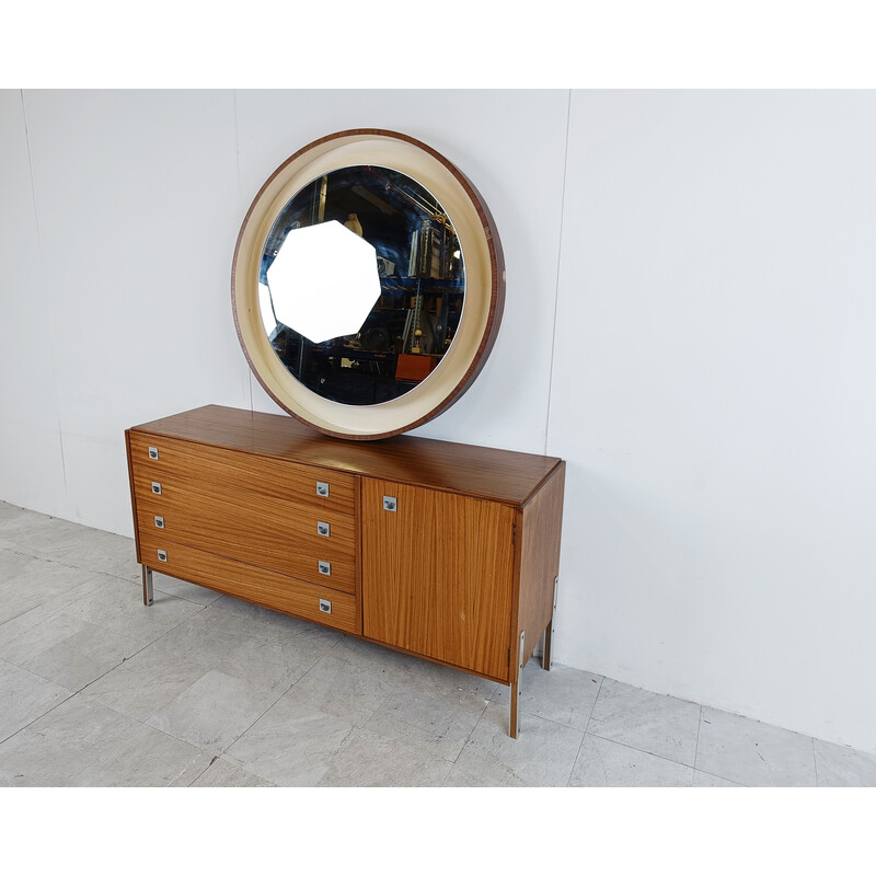Vintage wooden dressing table with mirror, Belgium 1960