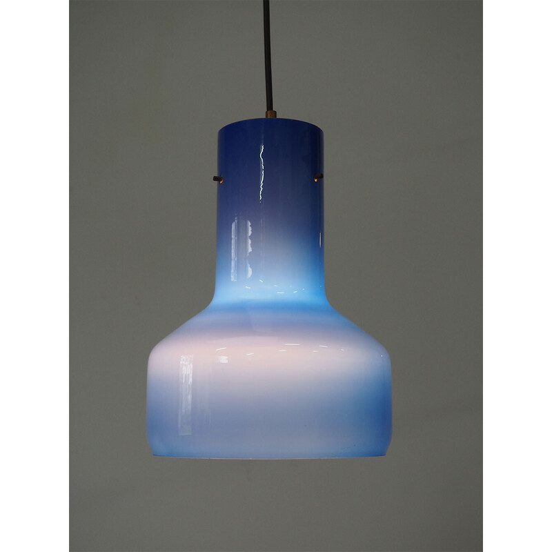 blue glass pendant lamp by Vistosi