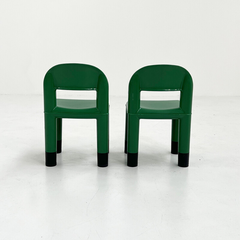 Paire de chaises d'enfant vintage en plastique vert par Omsi, 2000