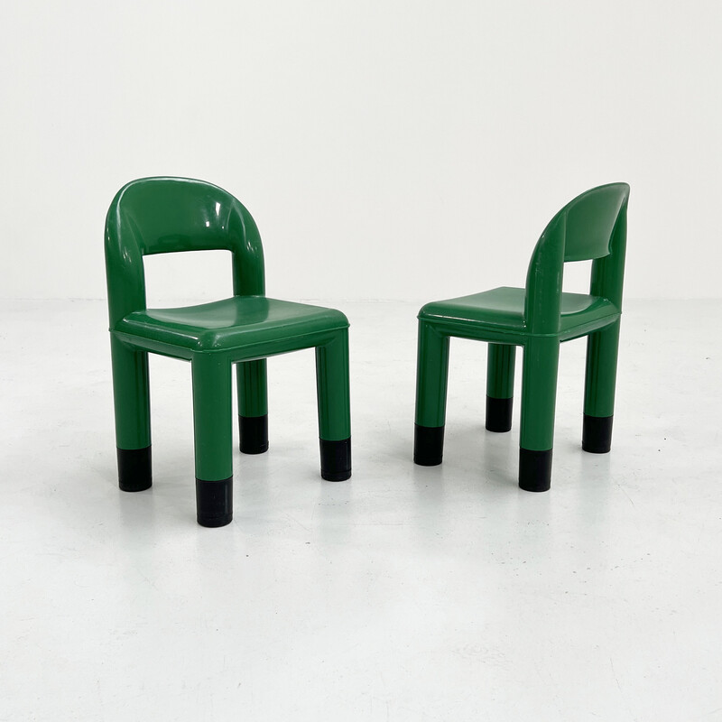 Paire de chaises d'enfant vintage en plastique vert par Omsi, 2000