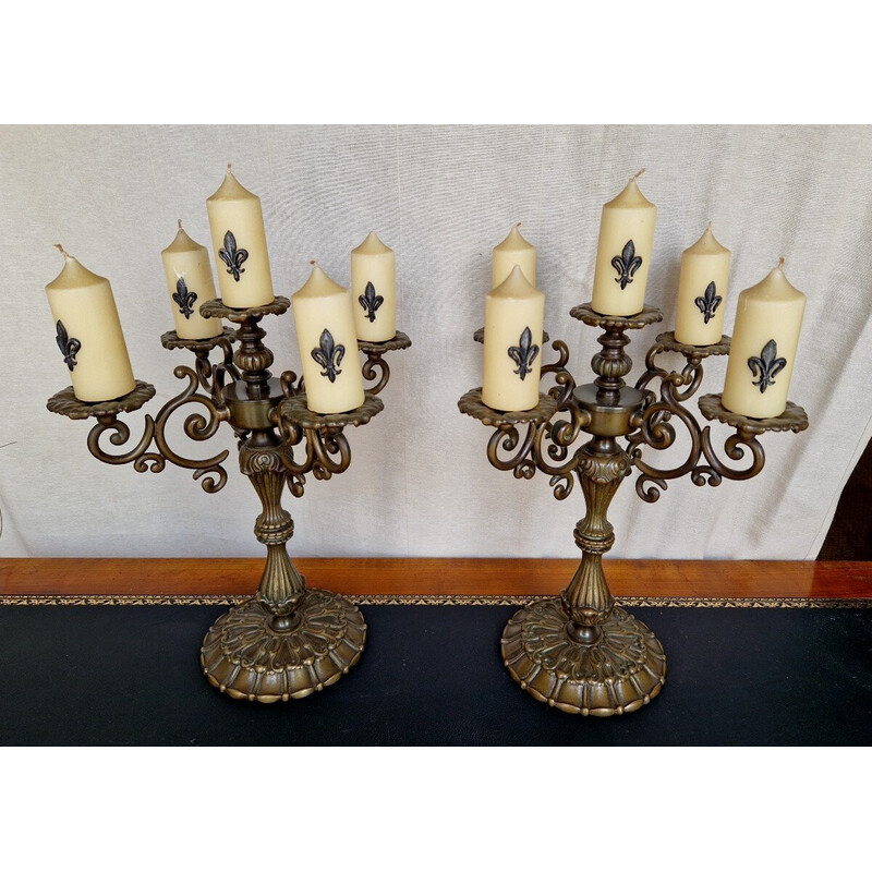 Paar Vintage-Kerzenständer aus Bronze