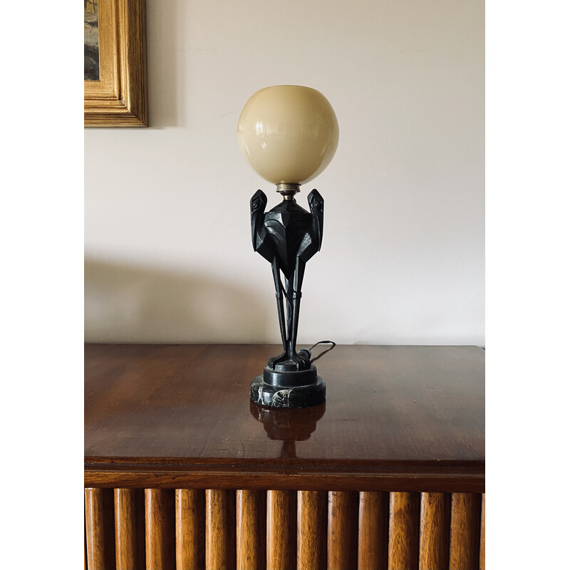 Art Déco Tischlampe in Marabu-Form von Max LeVerrier, Frankreich 1930er  Jahre