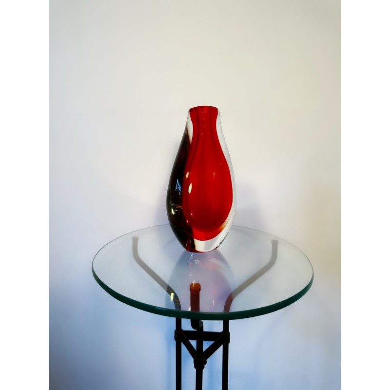 Jarra de vidro Murano Sommerso "Rossa" vermelho rubi de Flávio Poli, 1958,  meados do século