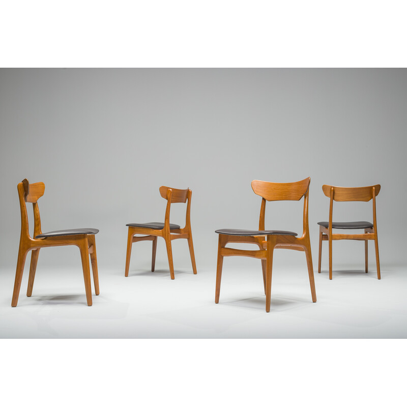 Ensemble de 4 chaises vintage en teck par Schiønning et Elgaard pour  Randers Furniture Factory