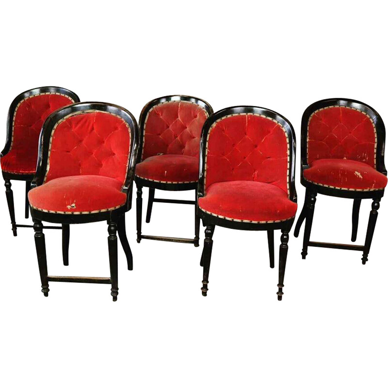 Set di 5 sedie da teatro vintage