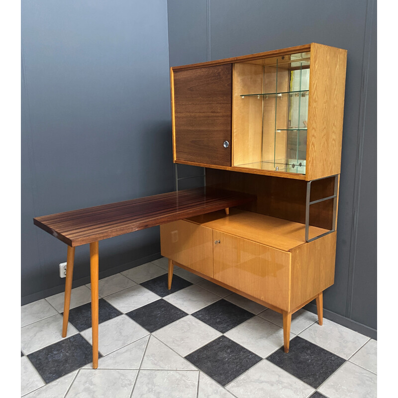 Meuble vintage Jitona avec bureau en bois bicolore, 1960