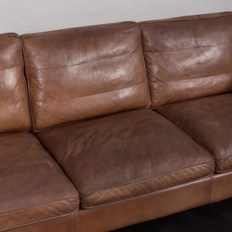 Vintage brown aniline leather sofa by Stouby, Denmark 1970s