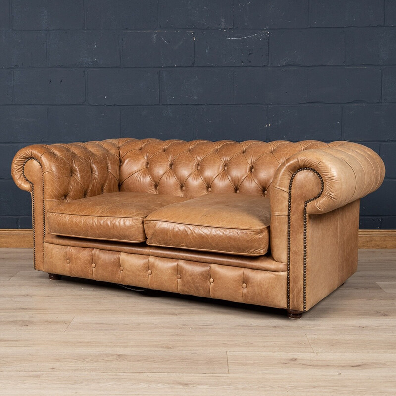 Canapé vintage Chesterfield anglais en cuir