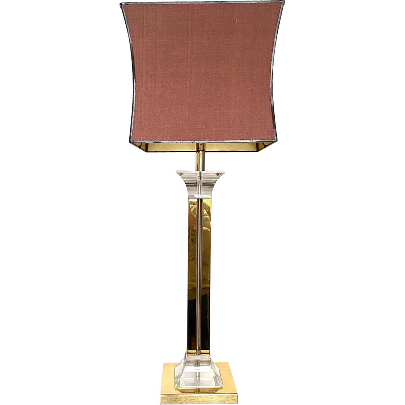 Hollywood regency vintage brass and lucide table lamp