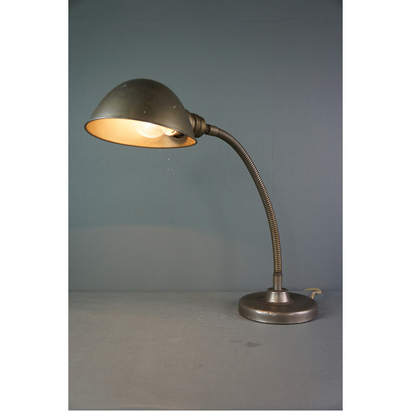 Lampe de bureau vintage en métal à col de cygne