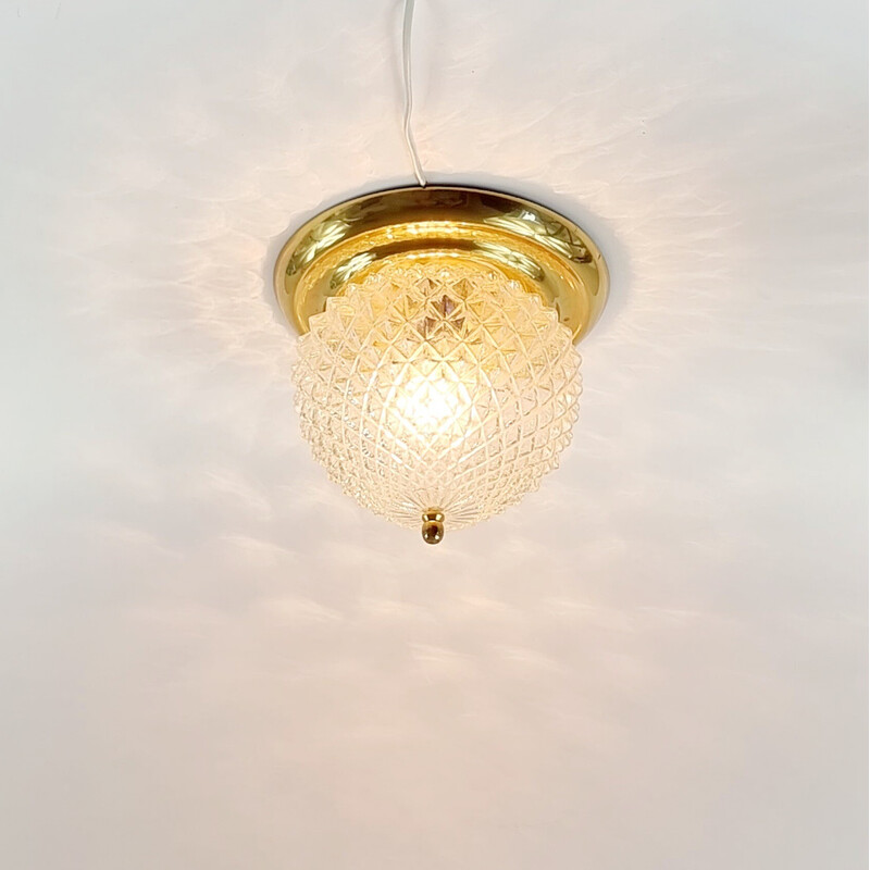 Mid-century glass ceiling lamp by Honsel Leuchten, Germany 1970s