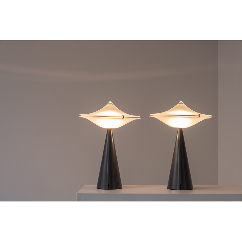 Pair of vintage table lamps by Luciano Cesaro for Tre Ci Luce, Italy 1980s