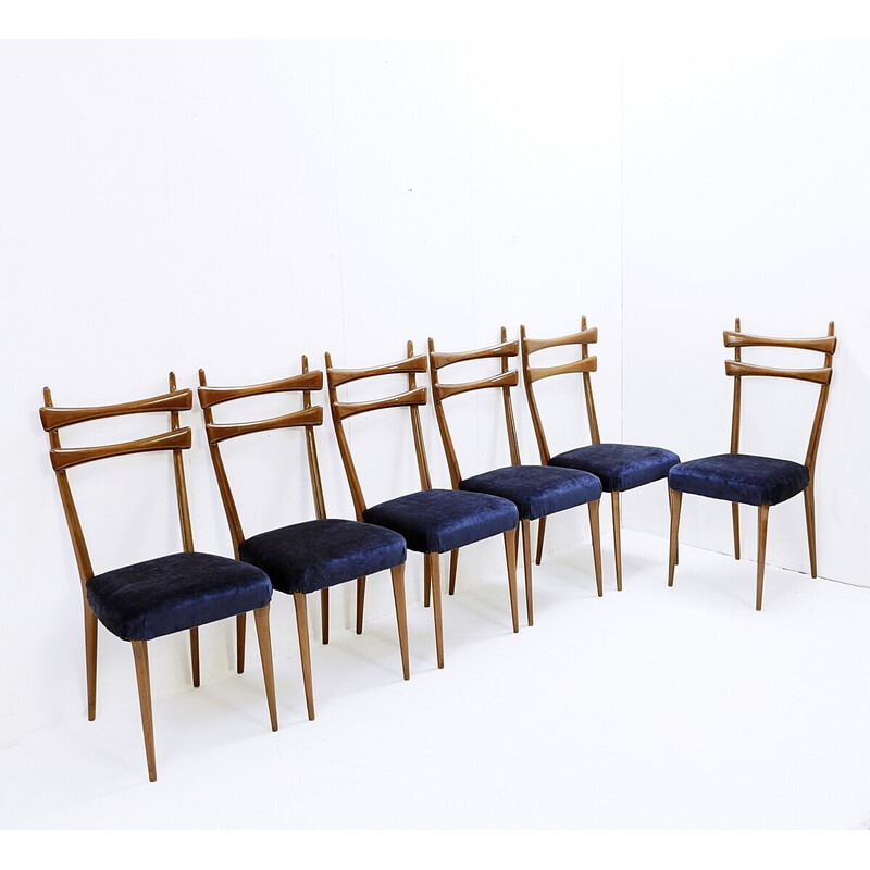 Conjunto de 6 cadeiras de jantar italianas de meados do século