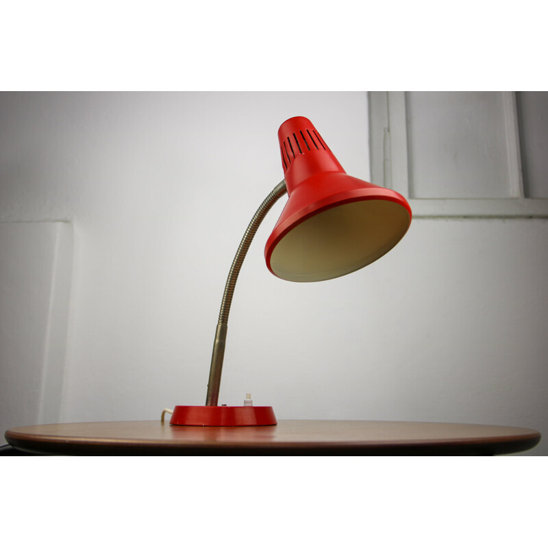Vintage adjustable desk lamp in red painted metal by Tep, 1970s