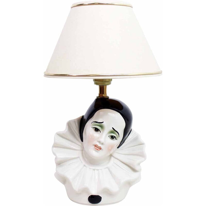 Vintage-Lampenfuß Pierrot aus Keramik, 1980