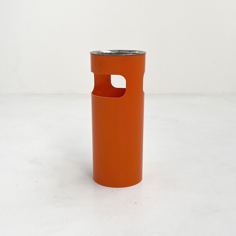 Vintage orange umbrella stand model 4610 by Gino Colombini for Kartell,  1970s