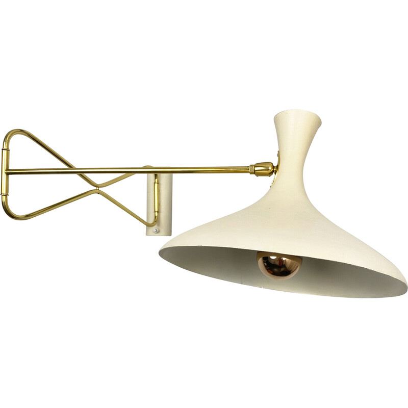 Vintage wall lamp with swivel arm and cream shade by Cosack, Germany 1950