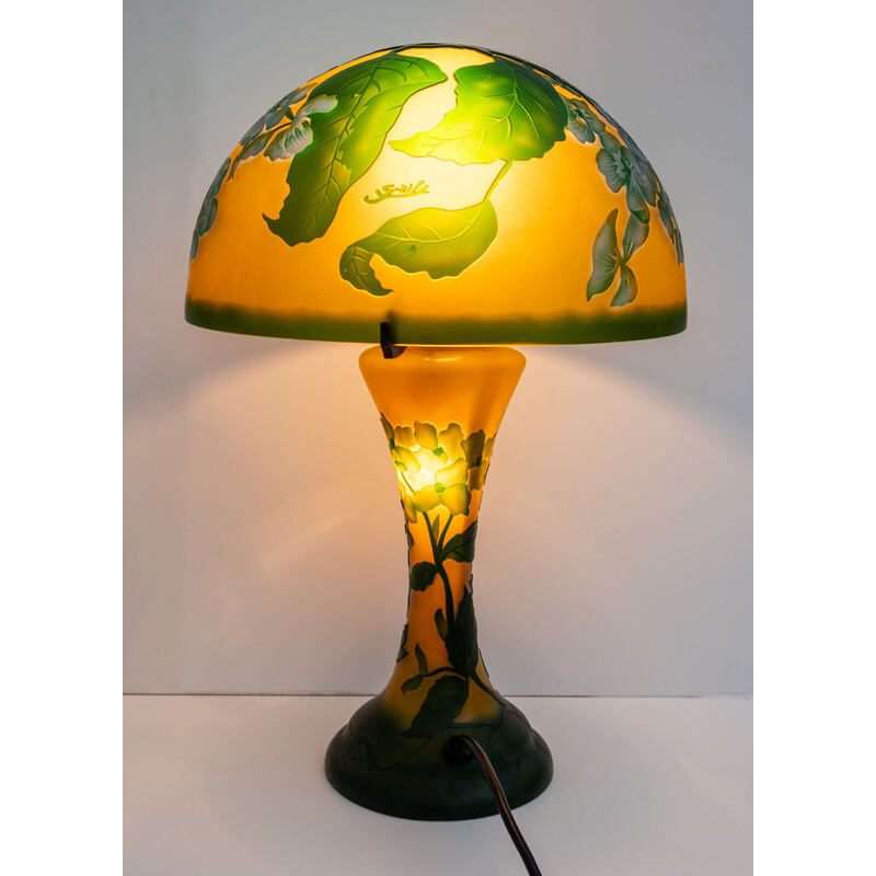 Vintage Jugendstil-Pilzlampe aus Glas von Gallé, 1950-1960