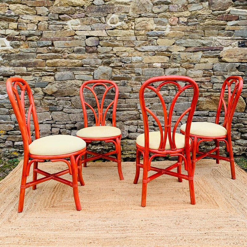 Red discount rattan chair