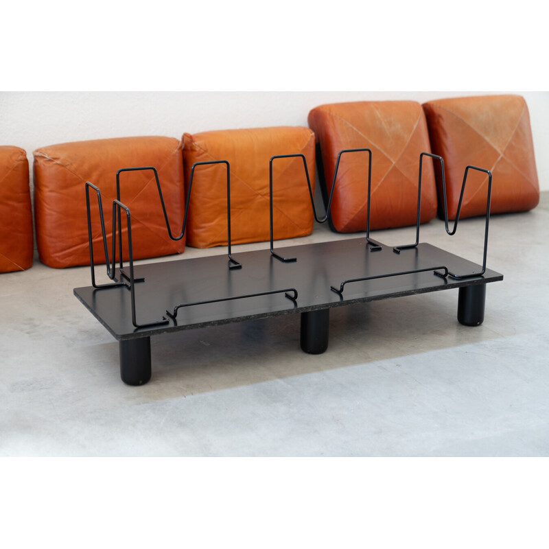 Set da salotto vintage in pelle arancione di Mario Marenco per Arflex, 1970