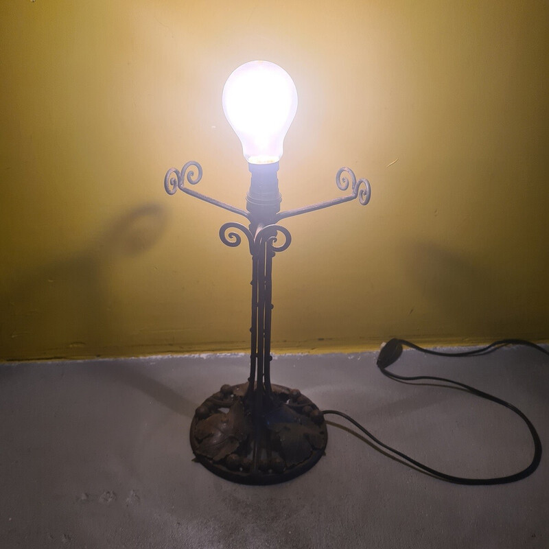 Pied de lampe vintage Art Déco en fer forgé, 1930