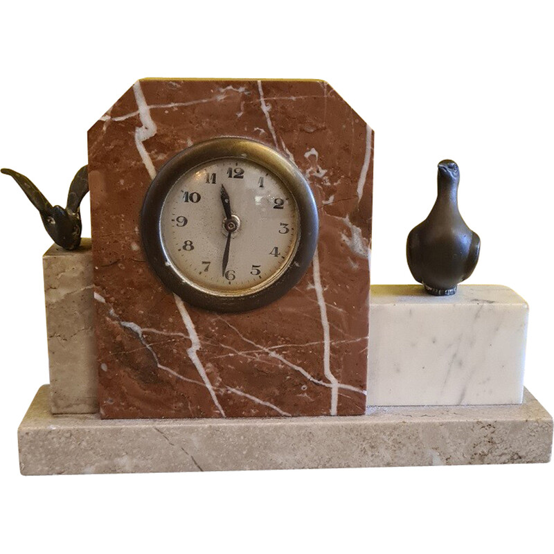 Reloj de mármol Art Déco vintage, 1930