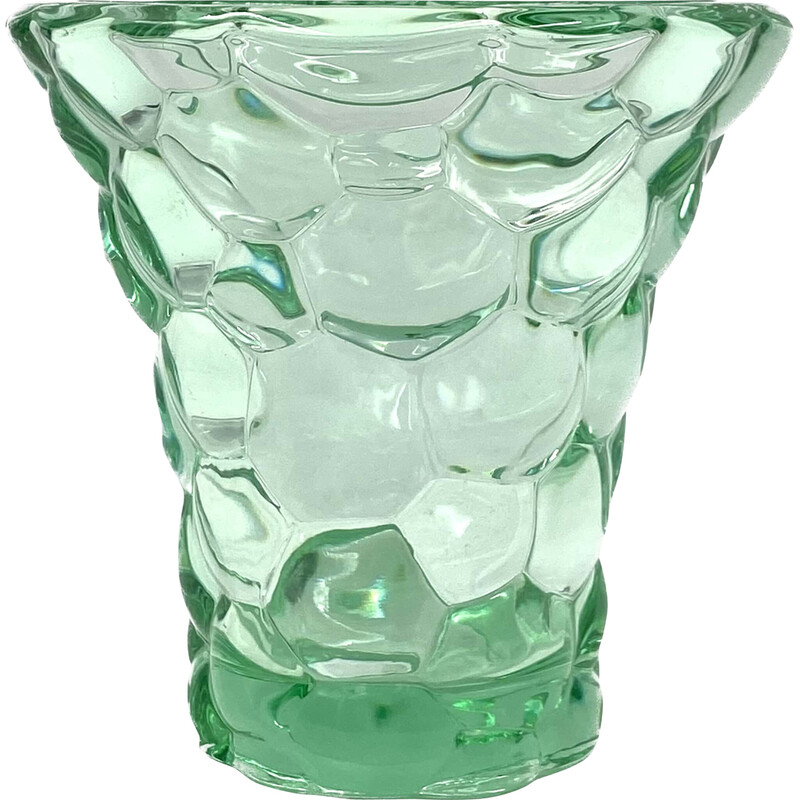 Vase vintage "nid d'abeille" en verre par Pierre d'Avesn, France 1930