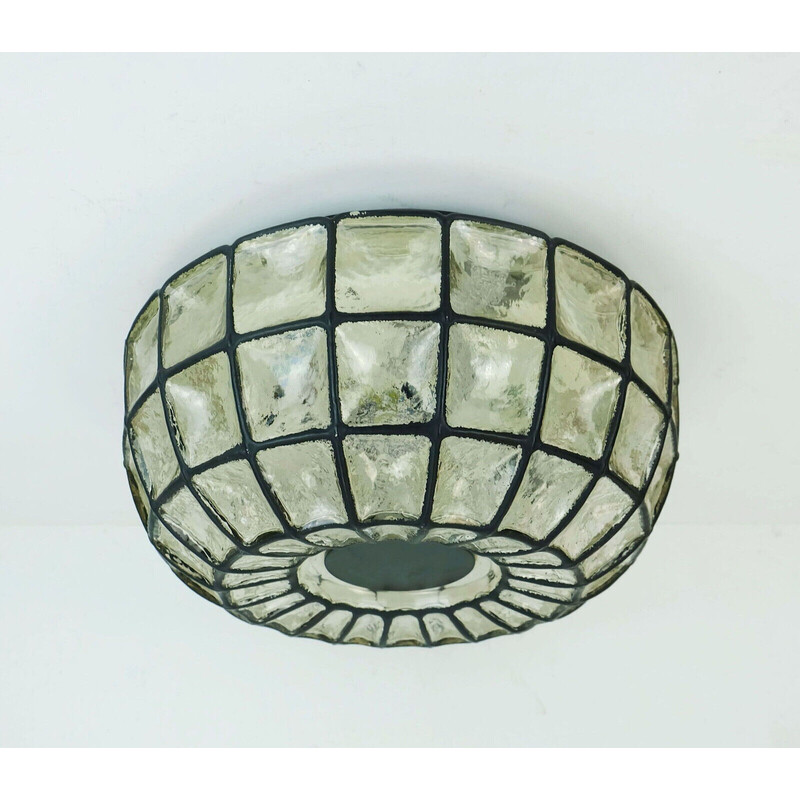 Vintage glass ceiling lamp A322a by Glashuette Limburg, Germany 1970
