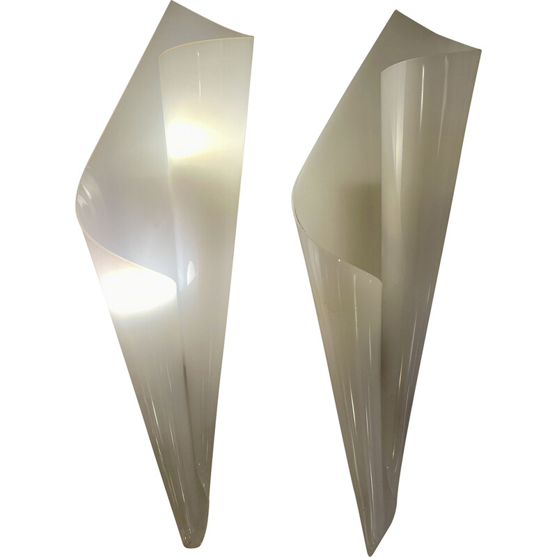Pair of vintage acrylic wall lamps by Hanns Hoffmann Lederer for HL  Leuchten, Germany 1950