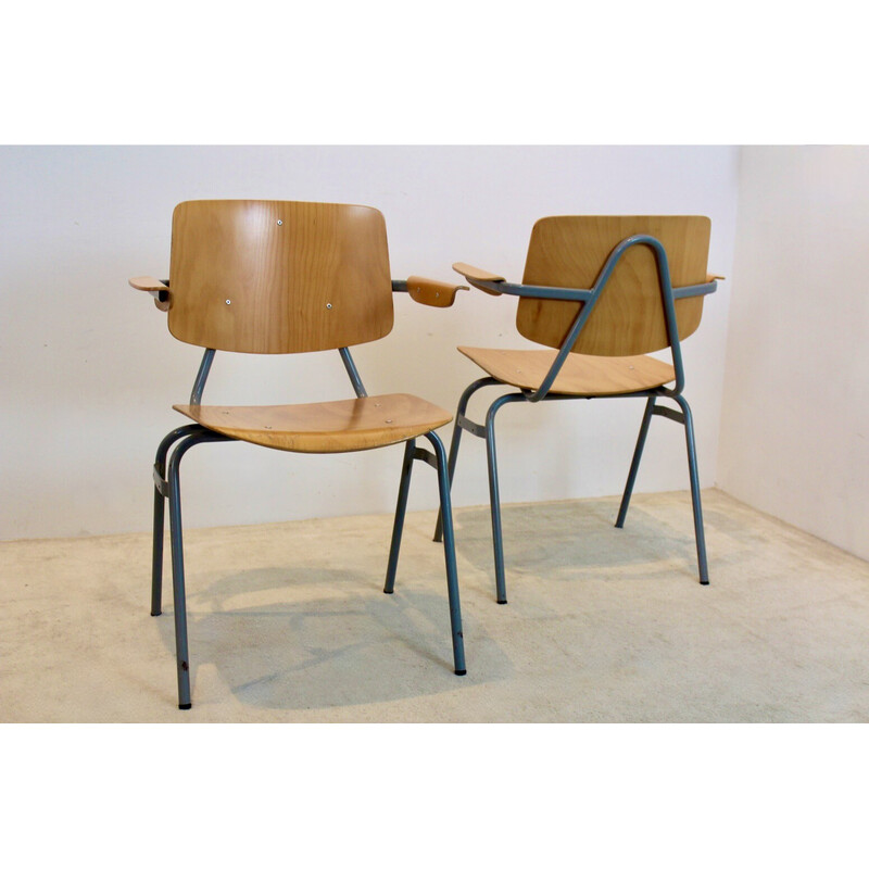 Lot de 6 chaises empilables vintage en contreplaqué par Kho Liang Ie et J.  Ruigrok, Pays-