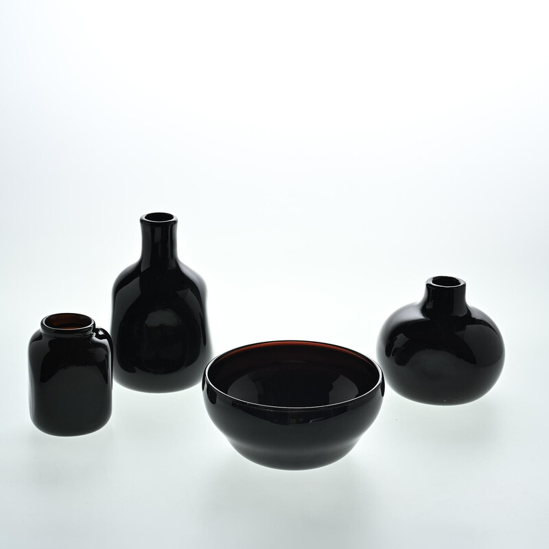 Set of 4 vintage glass vases by Claude Morin, France 1975