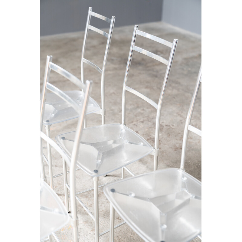 Set of 6 vintage Bagutta aluminum chairs by Opera Design for Ikami, Italy  1980