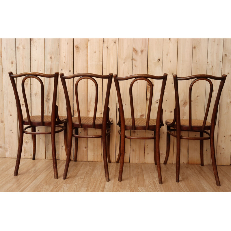Set di 4 sedie da bistrot vintage in legno per Thonet
