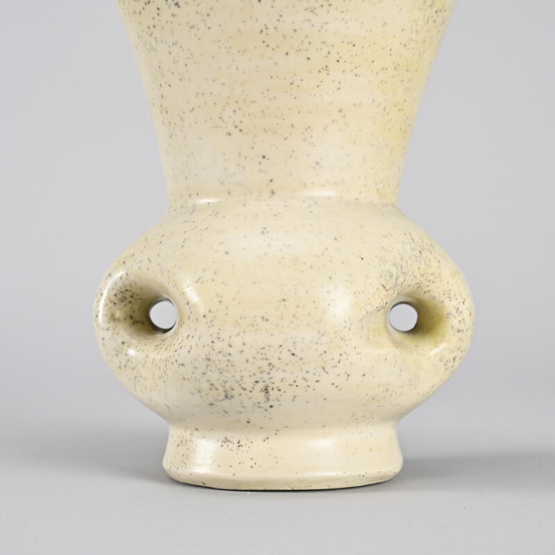 Vintage white earthenware ear vase by Mado Jolain, France 1950