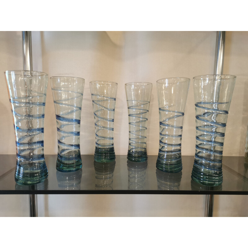 Set di 6 bicchieri da cocktail in vetro soffiato vintage