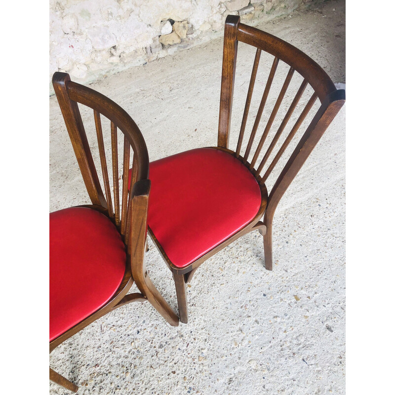 Paar Vintage Baumann Stühle aus Buchenholz, Frankreich 1960