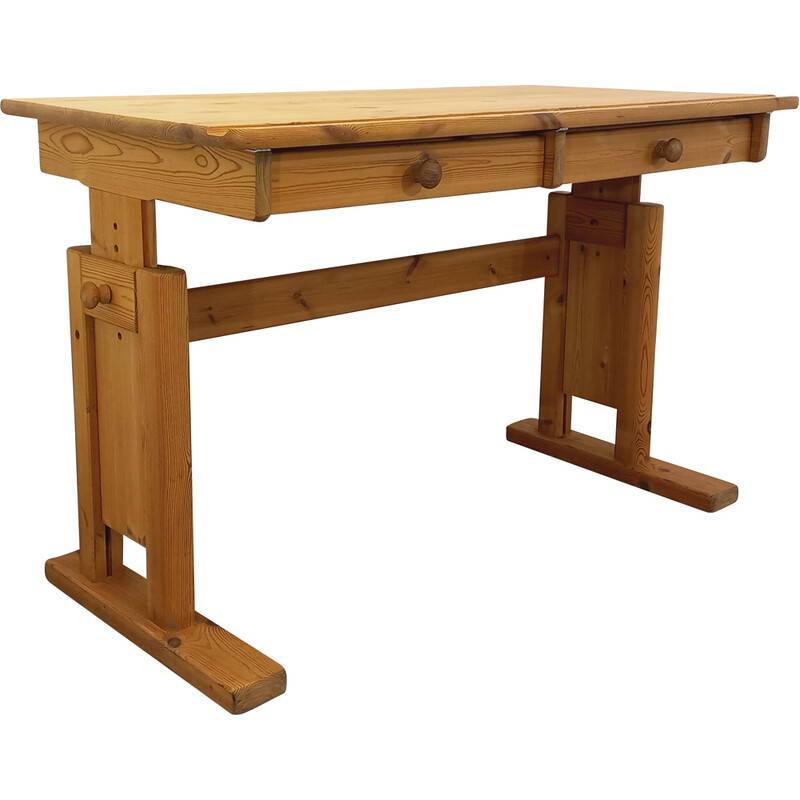 small pine desk table from the 80s in the style of charlotte
