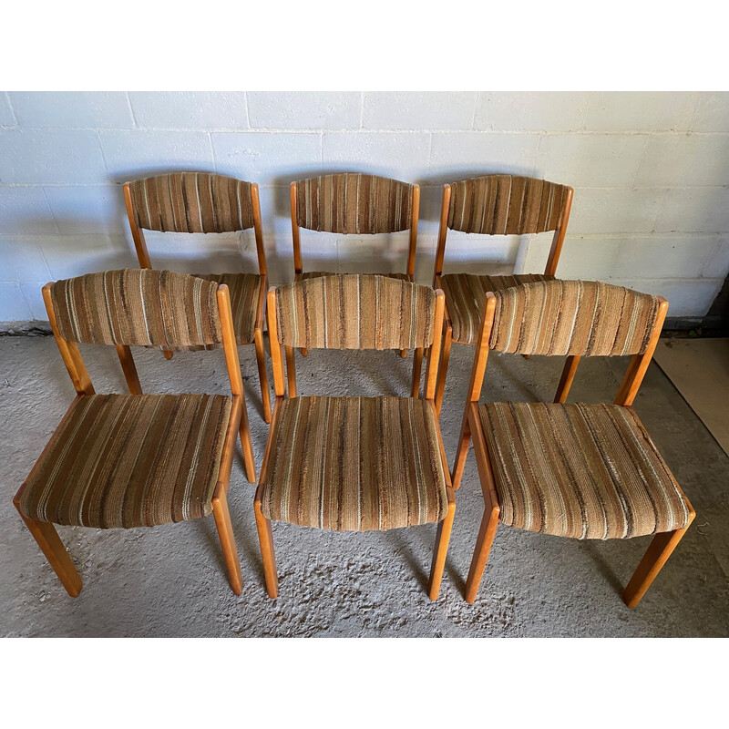 Set di 6 sedie vintage in faggio e lana, 1960