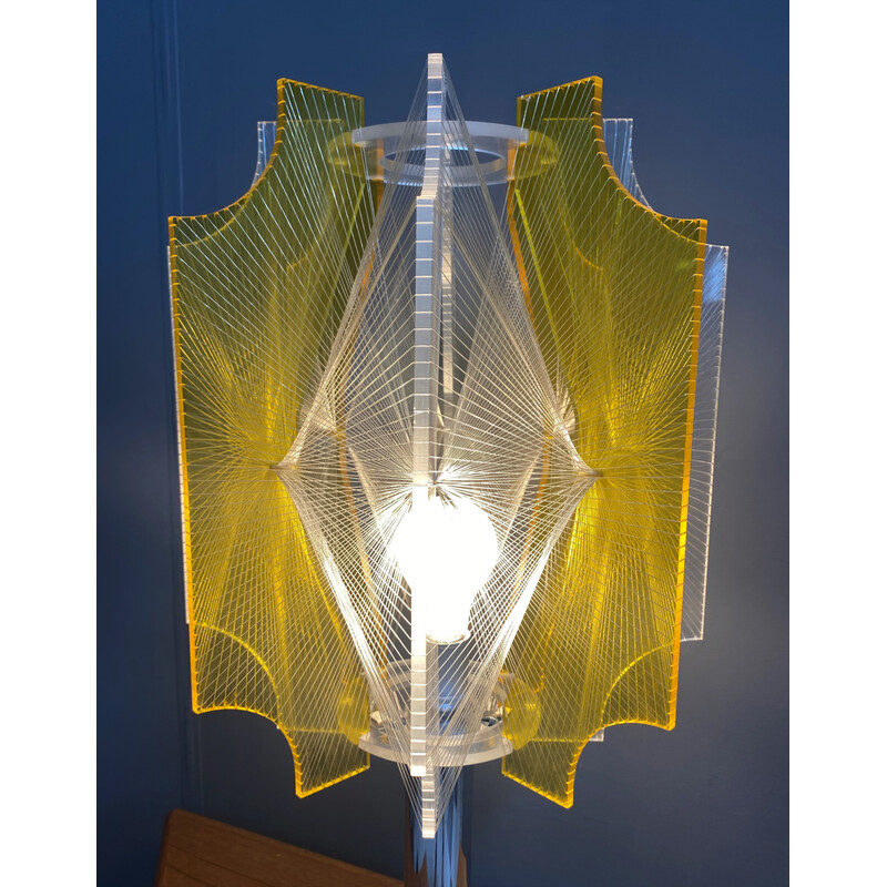 Lampe de table vintage jaune et blanche de Paul Secon