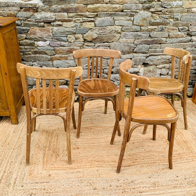 Set di 4 sedie da bistrot in legno vintage