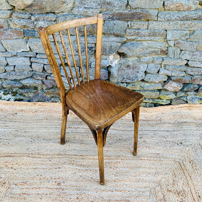 Ensemble de 4 chaises vintage en bois, métal et plastique