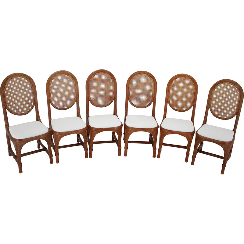Conjunto de 6 cadeiras de vime vintage