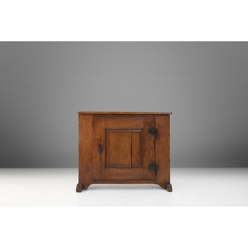 Vintage rectangular wardrobe in solid oak